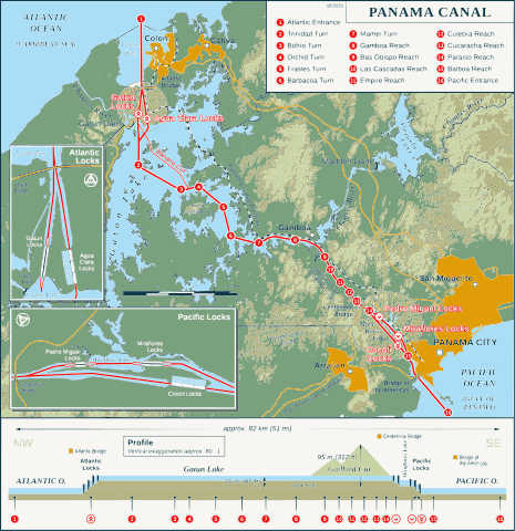 Panama Canal Route (Photo via Thomas Römer/OpenStreetMap data)